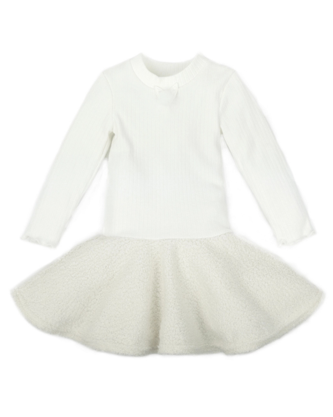 Crèmekleurig jurkje met teddystof