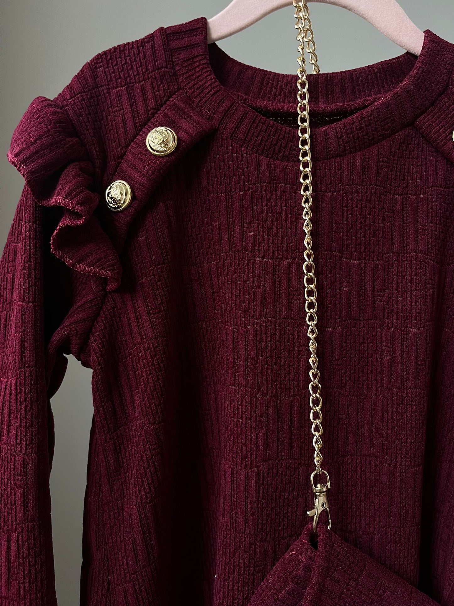 Bordeaux rood jurkje met tasje