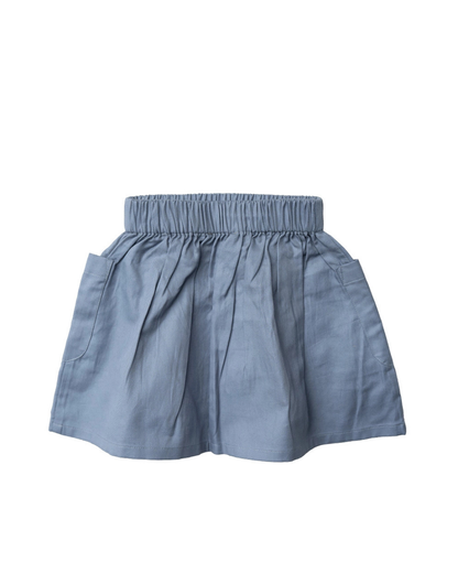 Blauw rokje met bloem borduursel