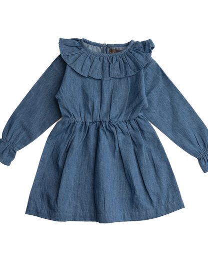 Denim jurkje met ruches