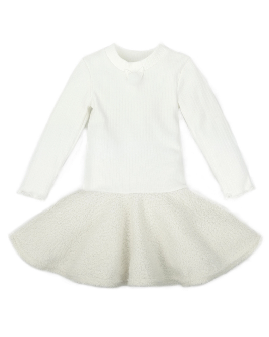 Crèmekleurig jurkje met teddystof