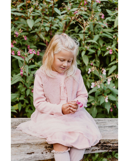 Roze tule jurkje met bontgilet