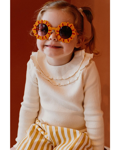 Geribde trui met dubbele halslijn