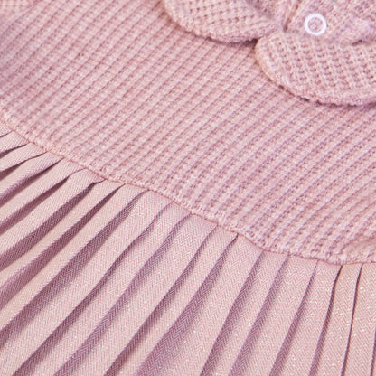Roze gebreid plooi jurkje