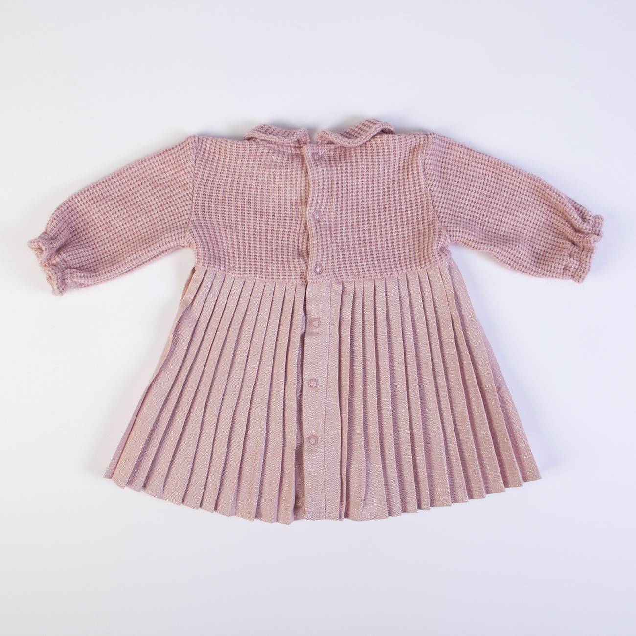 Roze gebreid plooi jurkje