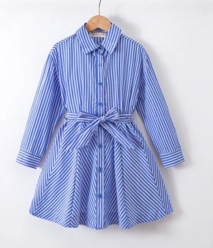 Blauw gestreepte blousejurk