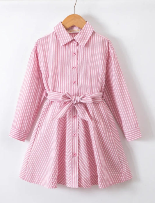 Roze gestreepte blousejurk